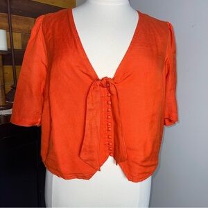 Maeve by Anthropologie Orange Crop Top
